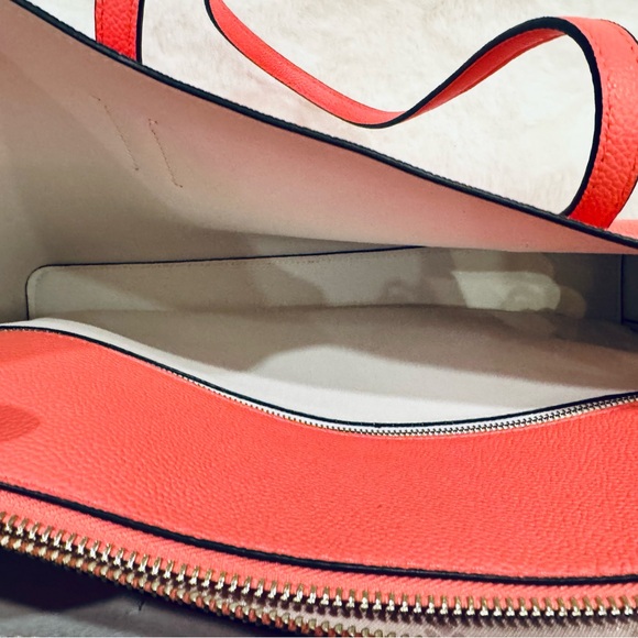 Kate Spade Margaux Large Tote Bag gorgeous spring coral leather work travel NWT - Picture 6 of 10